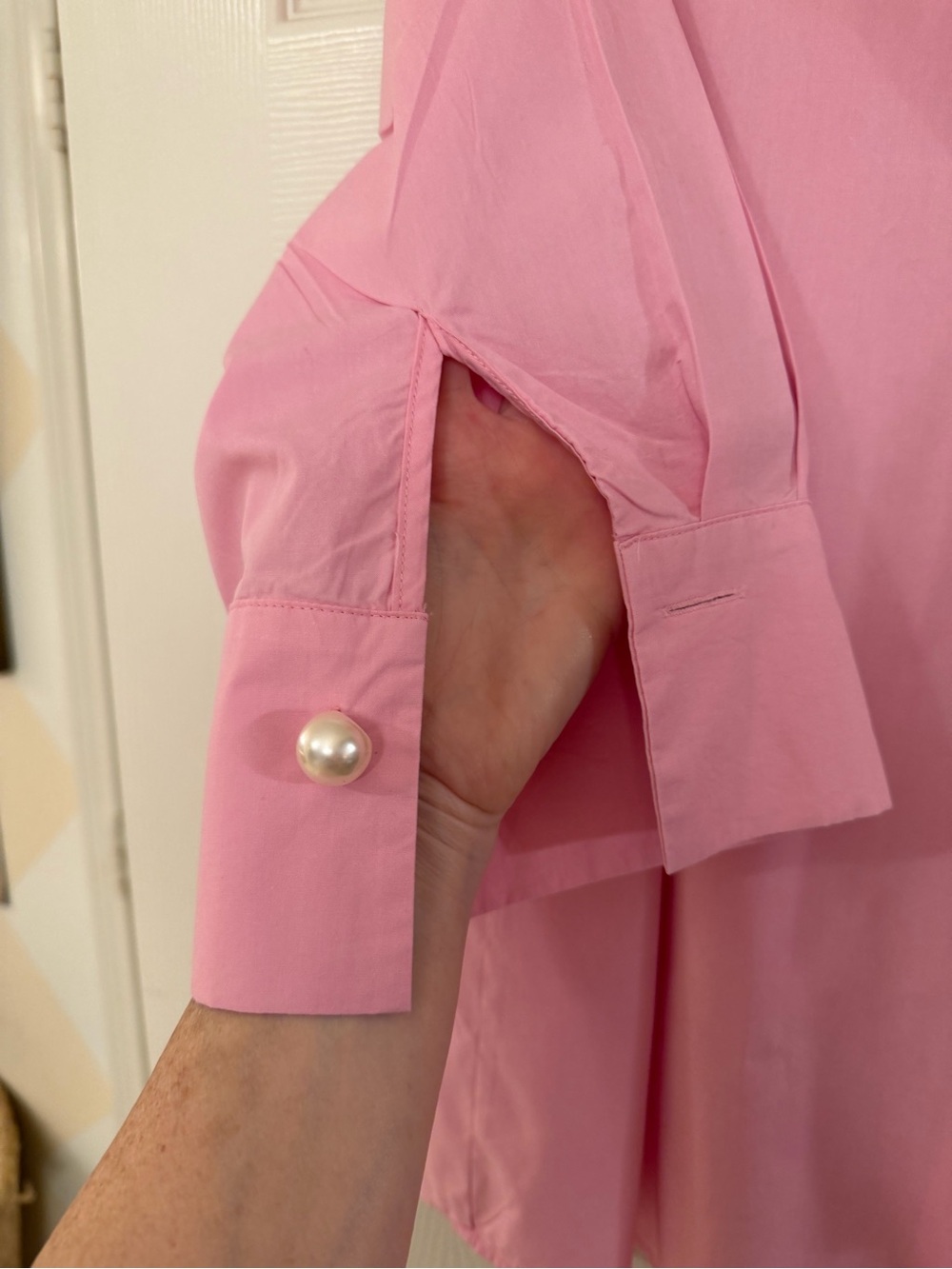 entro Pink Pearl-Button Popover Tunic - Picture 3 of 5